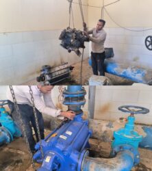 نصب پمپ طبقاتی جدید در تصفیهخانه یادگار امام (ره) برای تقویت فشار آب روستاها