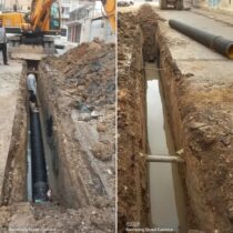 عملیات اصلاح خط ریزشی فاضلاب با قطر ۳۱۵ میلی‌متر در کوی ملت، خیابان انزان، به طول ۶۰ متر با موفقیت انجام شد