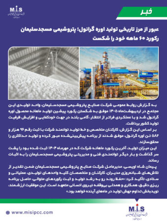 عبور از مرز تاریخی تولید اوره گرانول؛ پتروشیمی مسجدسلیمان رکورد ۶۰ ماهه خود را شکست