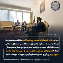 منتخب مردم ایذه، باغملک، صیدون و دزپارت در مجلس شورای اسلامی با معاون اجرایی رئیس جمهور دیدار کرد