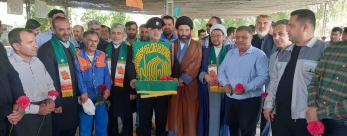 عطر پرچم امام مهربانی‌ها در جمع کارگران و شهدای کلگه مسجدسلیمان